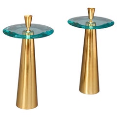 Limited Edition Side Tables by Roberto Rida with Triple Beveled Glass Top