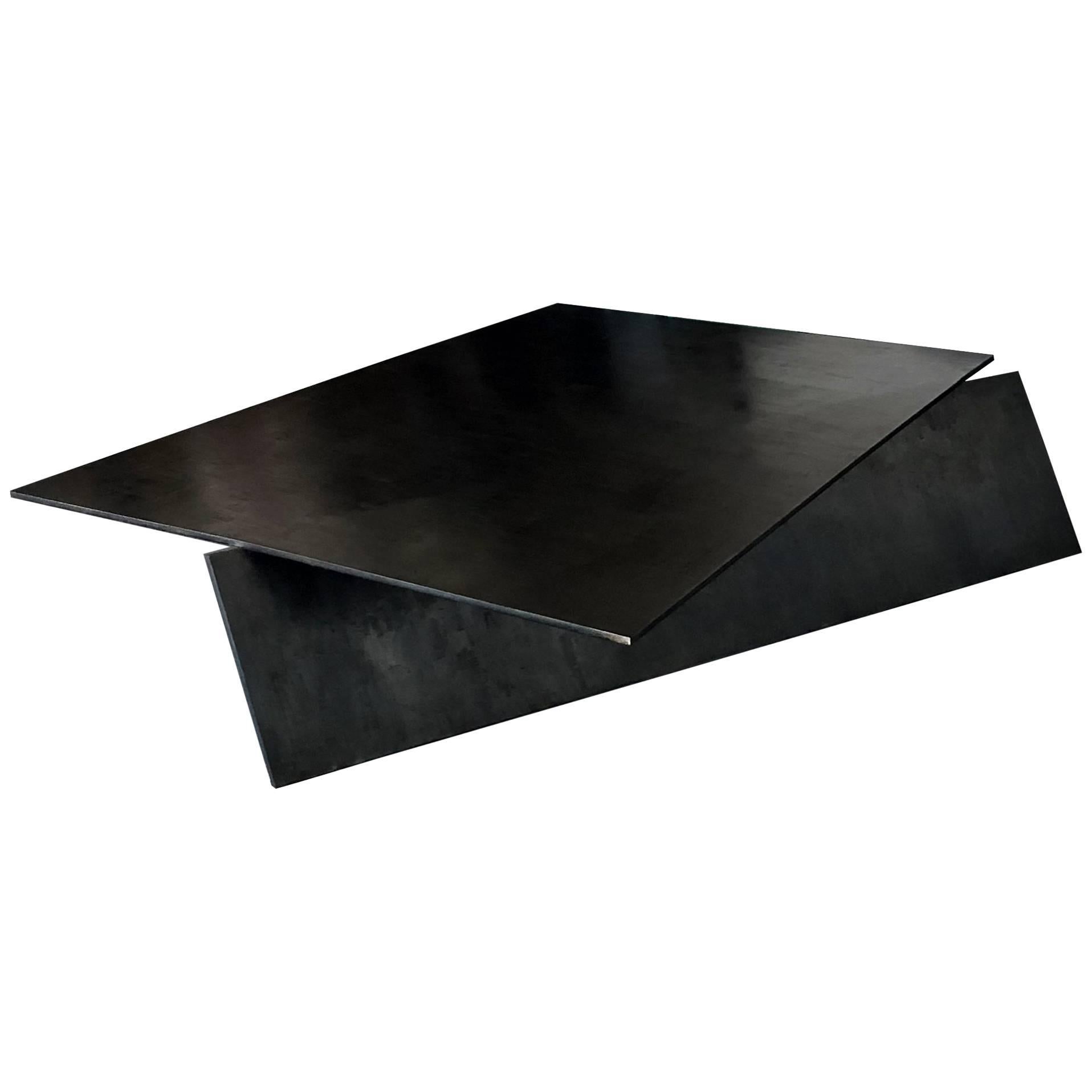 Coffee Table Modern Geometric Planes Angles Balanced Handmade Blackened Steel