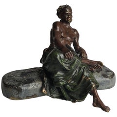 Vienna Bergman Bronze Black Man Seated with Rifle, circa 1900