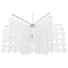 Huge Glass and Steel Chandelier by Alois Gangkofner Germany 1965