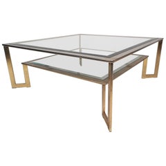 Mid-Century Modern Square Two-Tier Coffee Table