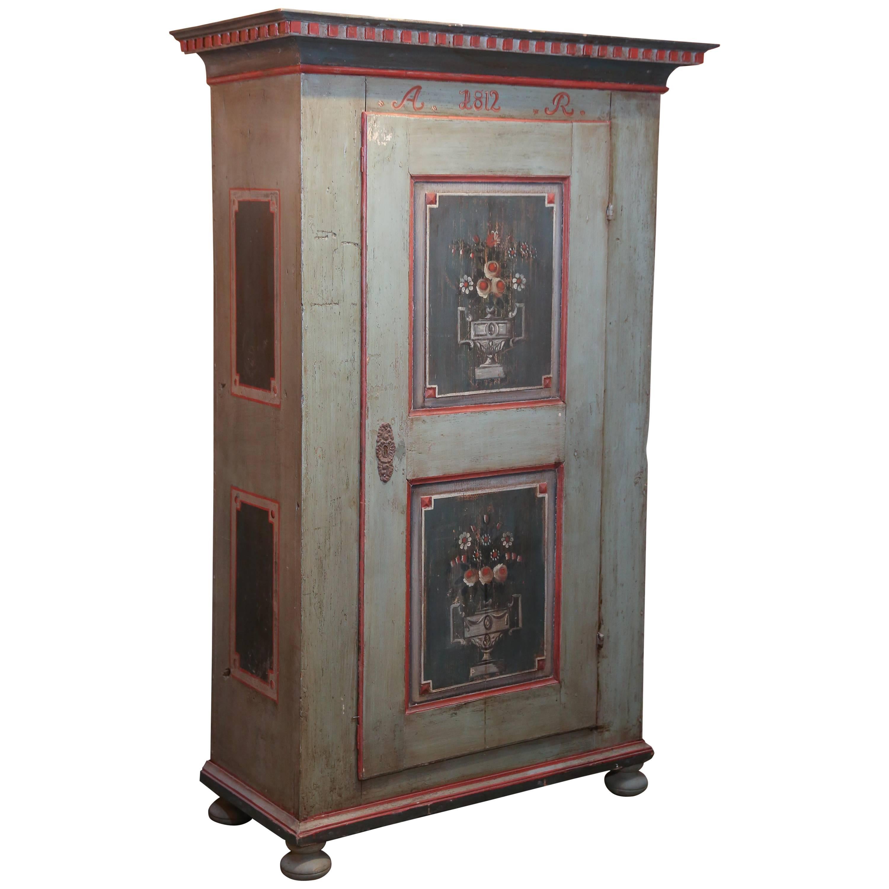 Painted, 1812 Austrian Wedding Cabinet For Sale