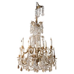 19th Century 18-Light Crystal & Bronze Dore Multi-Tiered Chandelier