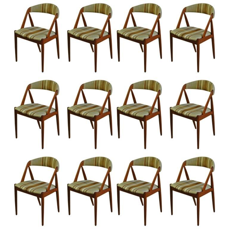 1960s Kai Kristiansen Set of Twelve Model 31 Dining Chairs in Teak