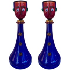 Pair of Character Lamps by Fratelli Toso Murano Glass, Italy, 1960s