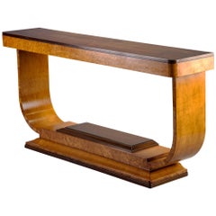 Art Deco Console with Light Base and Contrasting Dark Top