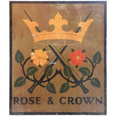 Retro Rose & Crown/Spotted Dog Hand Painted English Pub Sign