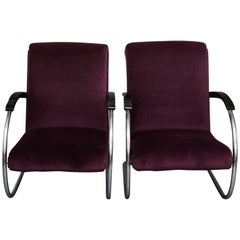 Pair of Art Deco Lloyd Lounge Chairs in Purple Velvet