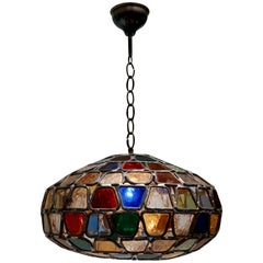 Vintage Stained Glass Pendant Light
