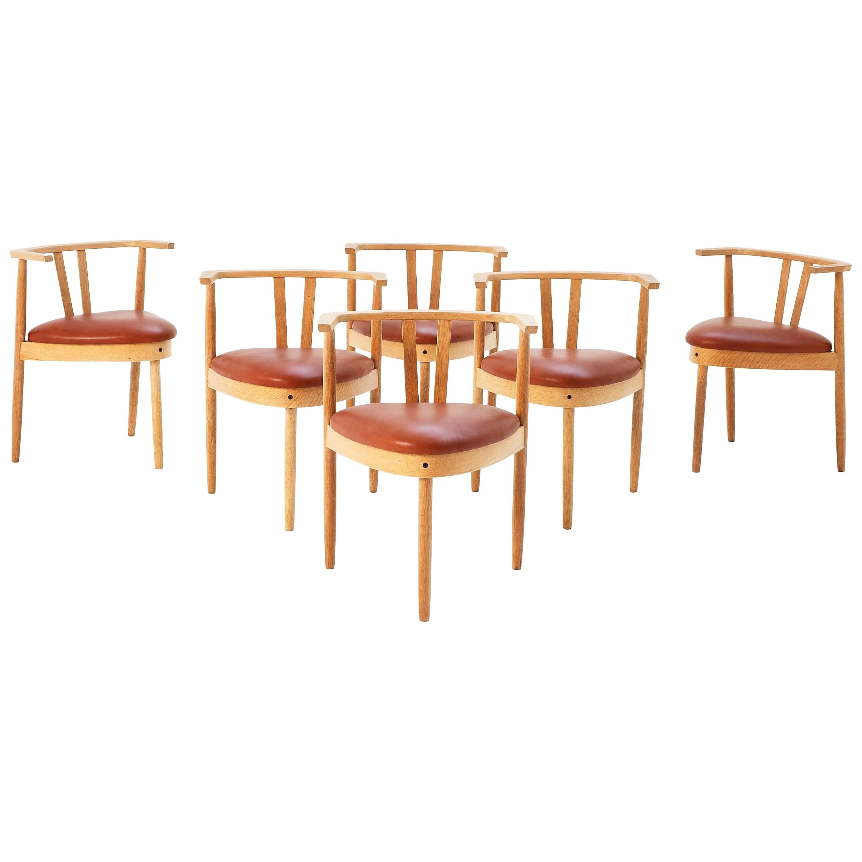 Hans Olsen Set of Six Oak Dining Chairs