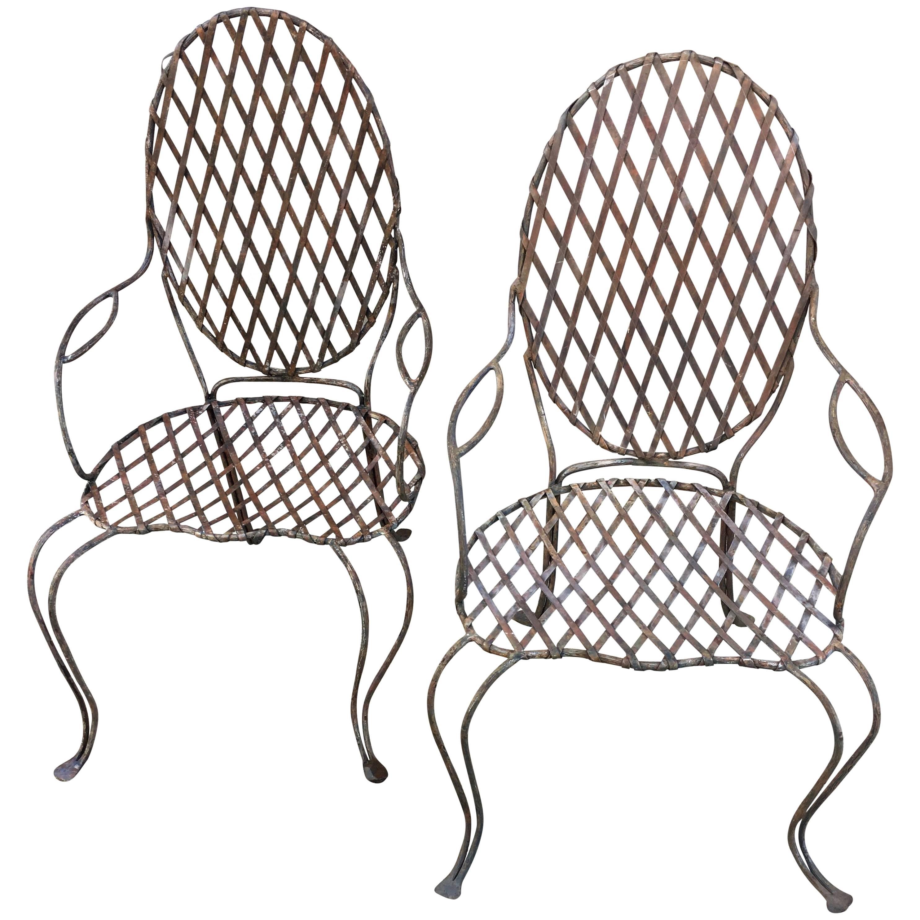 Pair of Twig Iron Outdoor Chairs by Rose Tarlow Melrose House