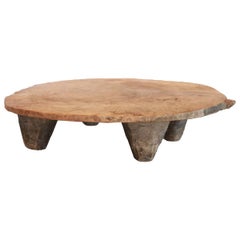 Antique Fabulous Hand Carved Wood Rustic Footed Tray