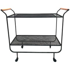 Rare, 1950s Modernist Frederick Weinberg Wrought Iron Bar Cart