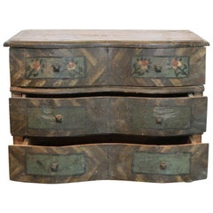 Early 19th Century Painted Jewelry Box from a Southern Swiss Alp Farmhouse