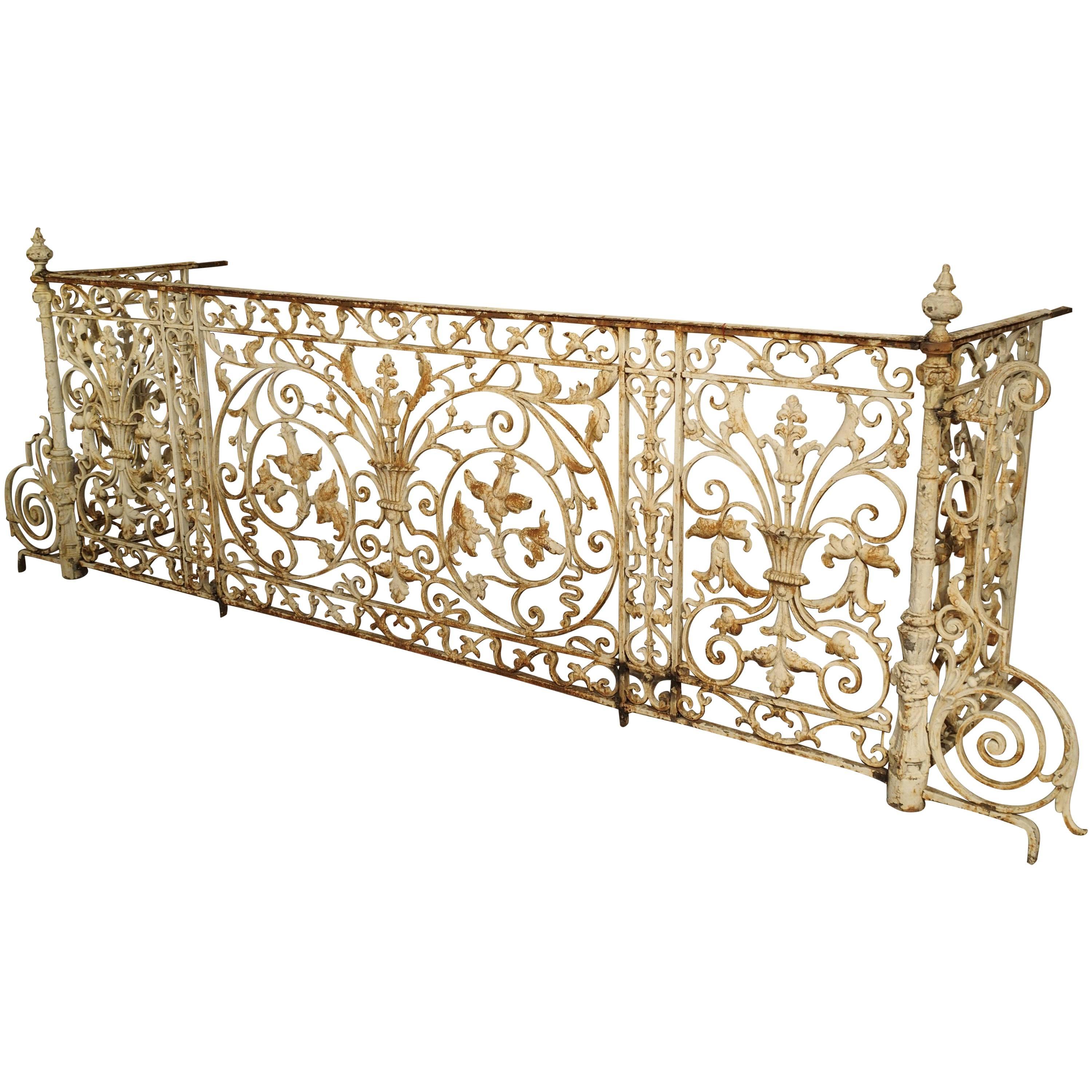Circa 1860 Painted Cast Iron Balcony Railing from Montpellier, France