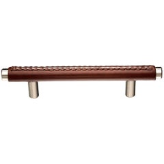 "Jordan" T-Bar Brass and Hand-Stitched Leather Cabinet Pull
