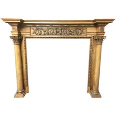 Antique Neoclassical Pine and Lime Wood Georgian Style Fireplace Surround