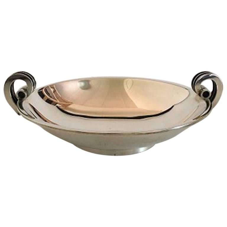 Cohr Silver Bowl with Handles in Art Deco Style