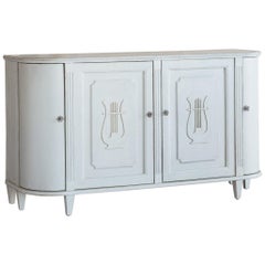 Lyre Sideboard in Distressed White Finish