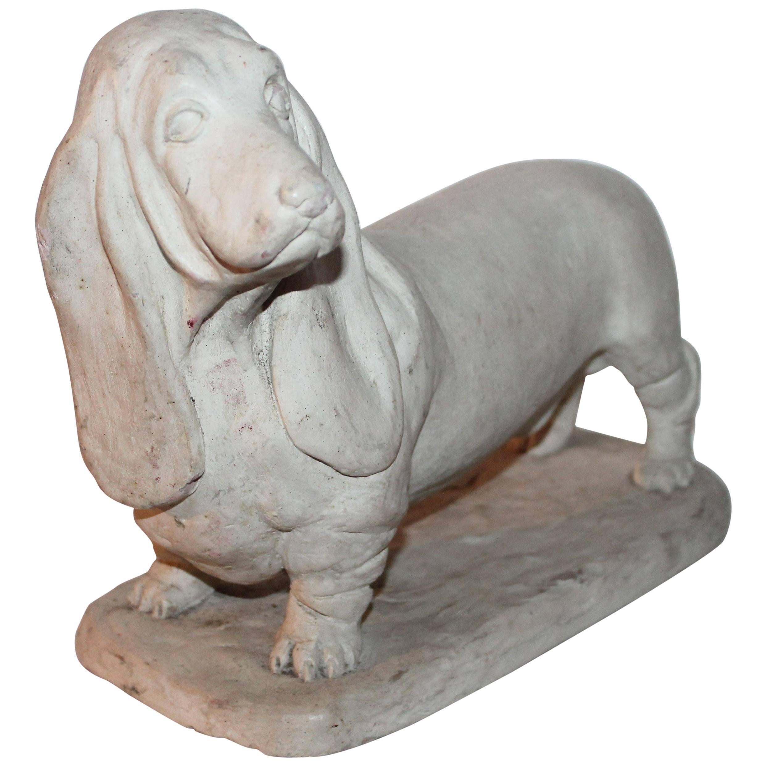 Handmade Dachshund Pottery Dog Statue