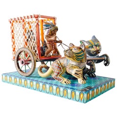 Art populaire mexicain Sculpture sur bois Alebrijes Jaguar Wagon Art folklorique