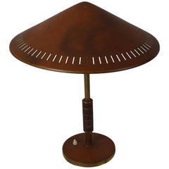 Danish Midcentury Table Lamp by Bent Karlby, 1956, Patinated Brass, Lyfa