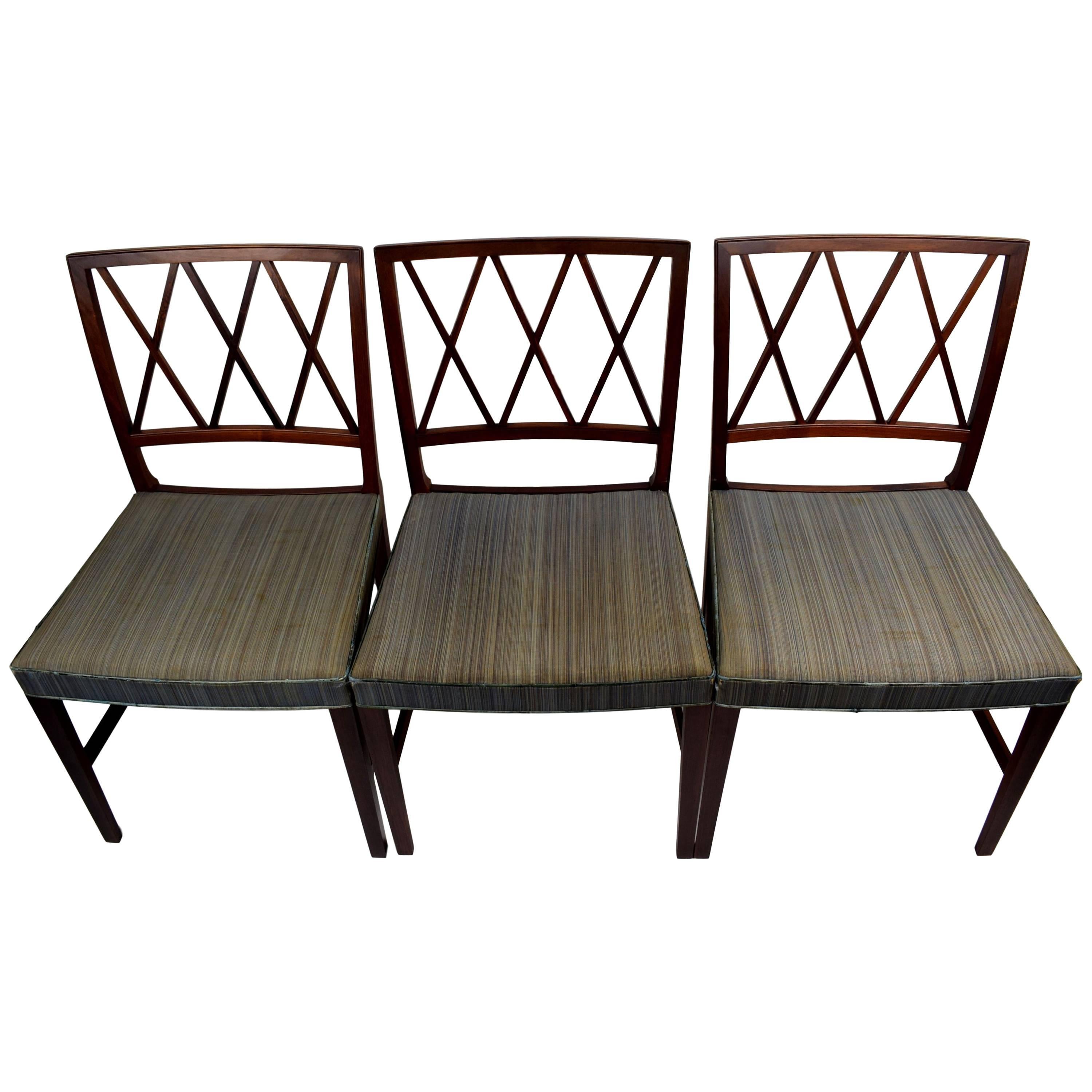 Three Early Midcentury Rosewood Dining Chairs by Ole Wanscher, A.J. Iversen
