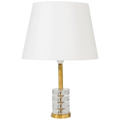 Crystal and Brass Table Lamp by Carl Fagerlund