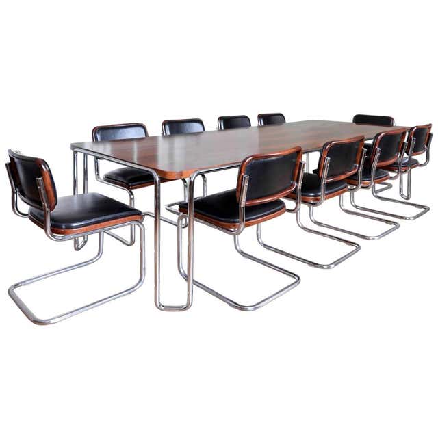 Table Design Using Tubular Modernist Bespoke Ultra-Thin Tubular-Steel Table, Veneered Top, Black ...