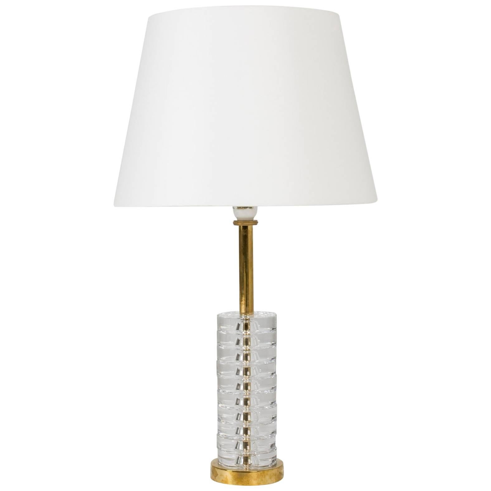 Crystal and Brass Table Lamp by Carl Fagerlund