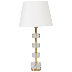 Crystal and Brass Table Lamp by Carl Fagerlund