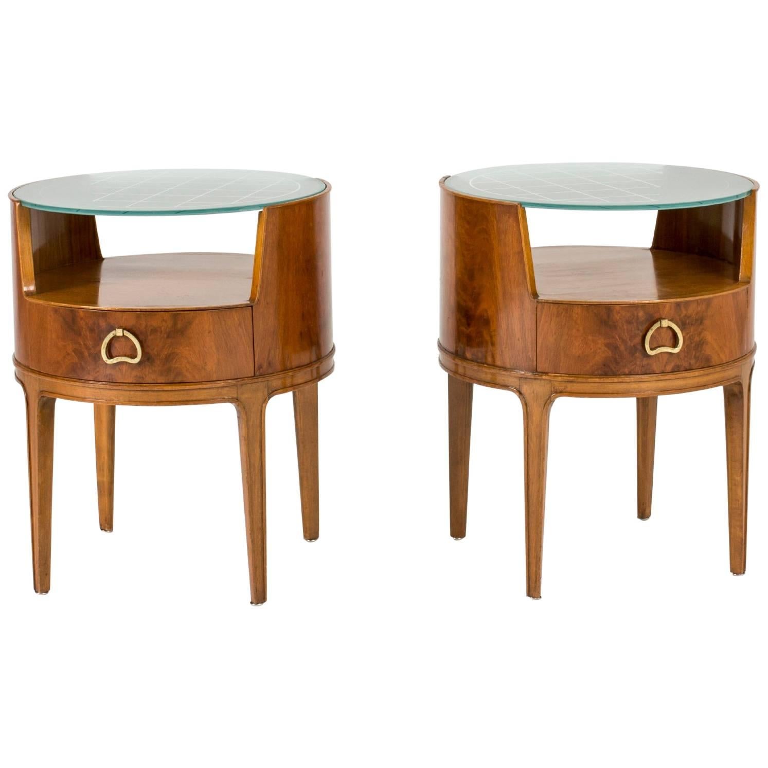 Pair of Mahogany and Glass Bedside Tables by Axel Larsson