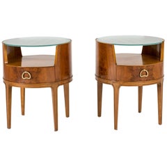 Pair of Mahogany and Glass Bedside Tables by Axel Larsson