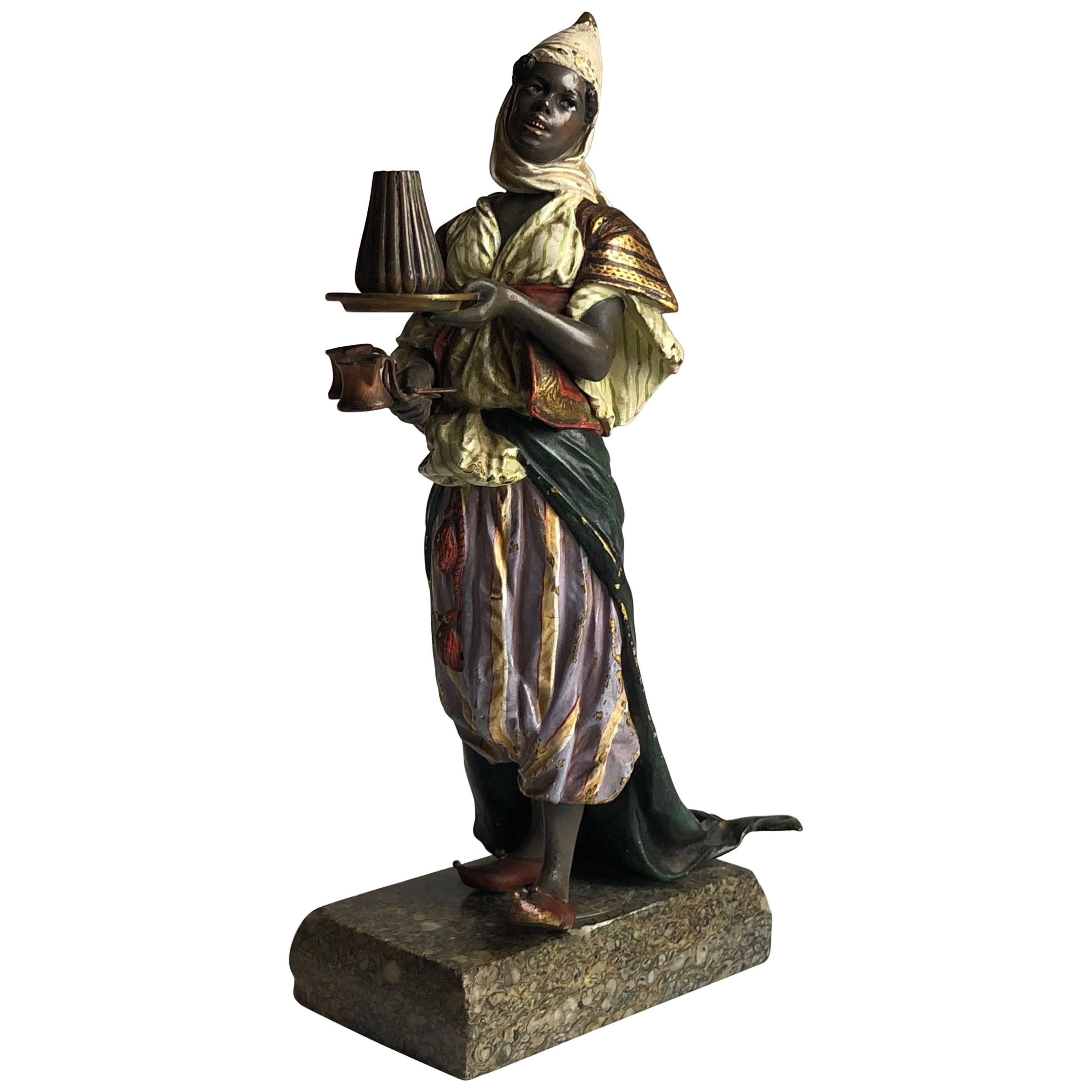 Vienna Bergman Bronze Gilded and Cold Painted Figure, circa 1900