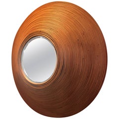 Strikingly Large Impressive Circular Rattan Mirror