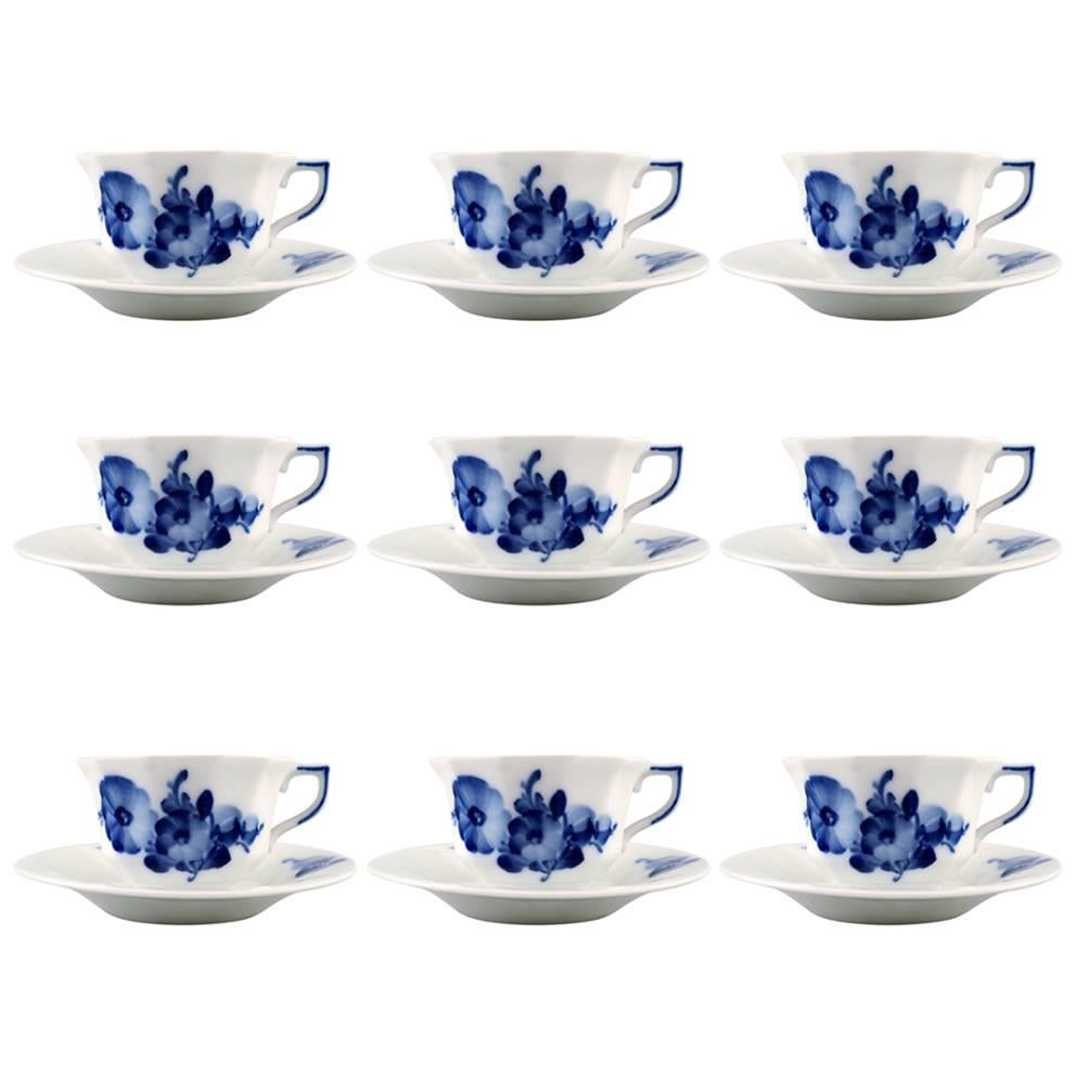 NinePiece Royal Copenhagen Blue Flower Angular, Espresso Cups, 'Mocca
