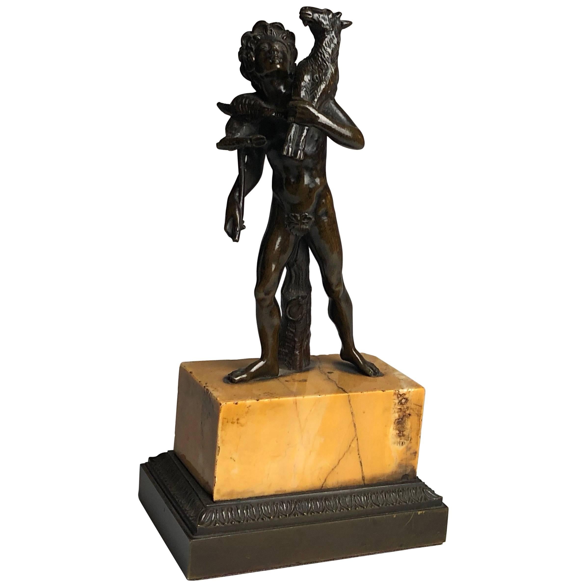 Bronze Grand Tour Figure on Sienna Marble Base, circa 1840