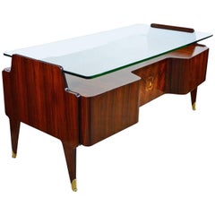 Italian Mid-Century Rosewood Curved Desk by Vittorio Dassi, circa 1950