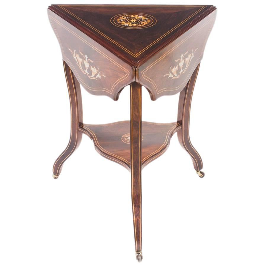 Early 20th Century Edwardian Triple Drop Flap Occasional Side Table For Sale