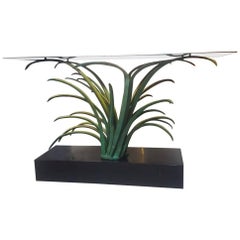 Lacquered Metal "Nature" Console, Top in Plexiglass, 1980, Italy
