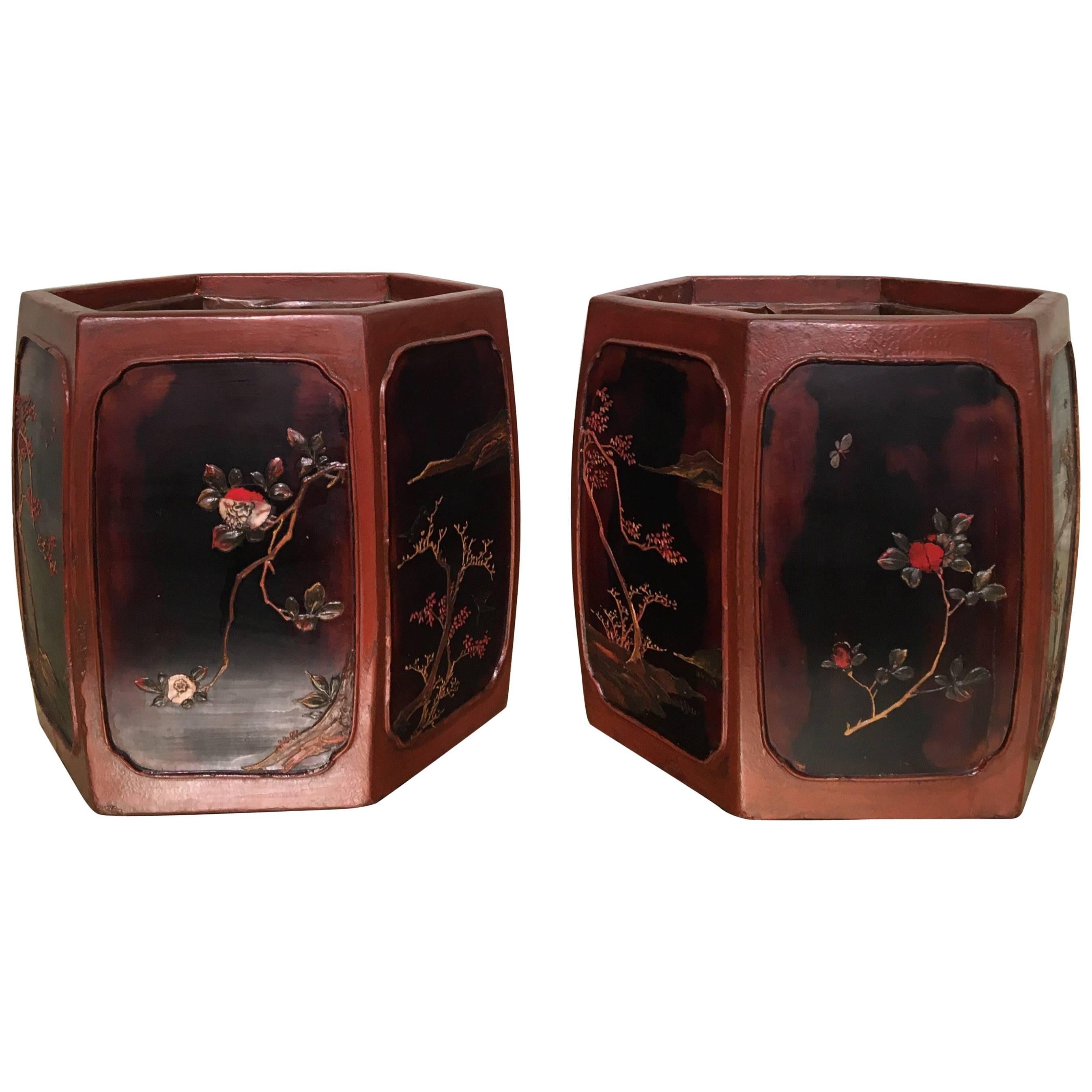 Pair of Japanese Cache Pots For Sale