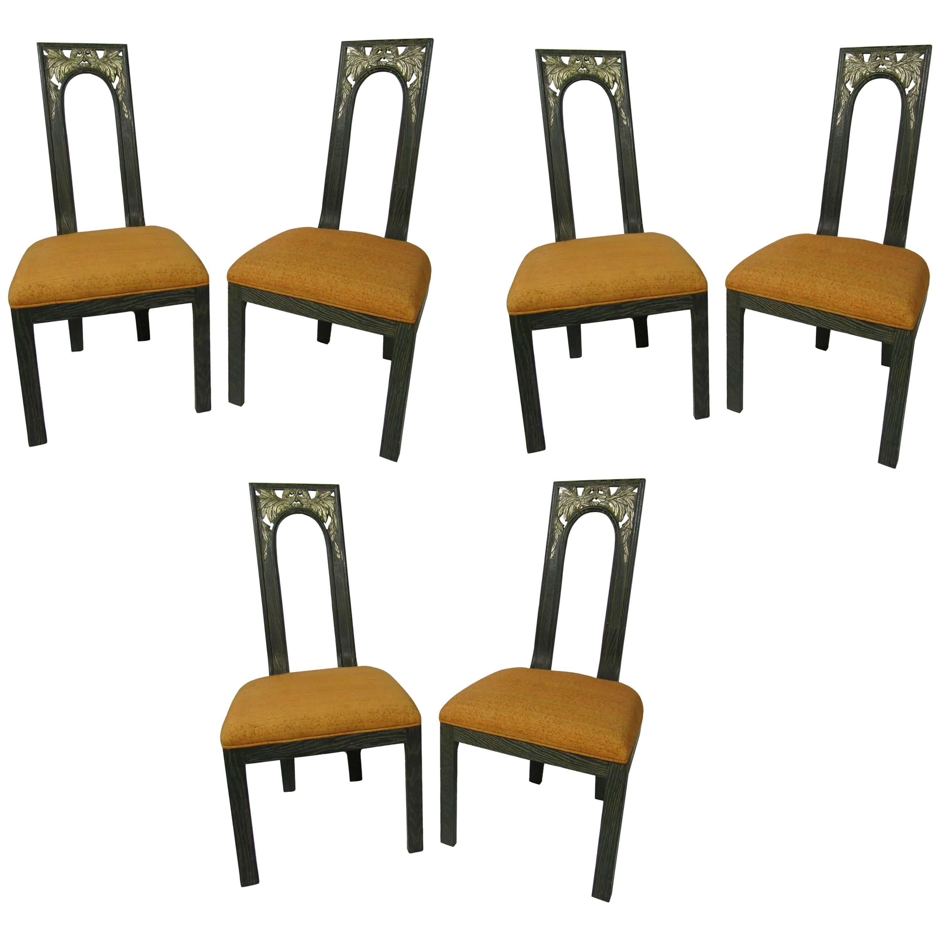 Set of Six Oriental James Mont Style Dining Chairs by Century Mid