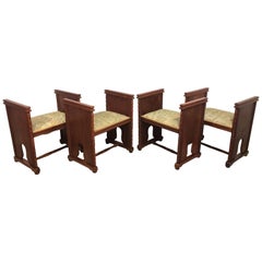 Set of Four Modernist Rectangular Upholstered Window Benches with Arms