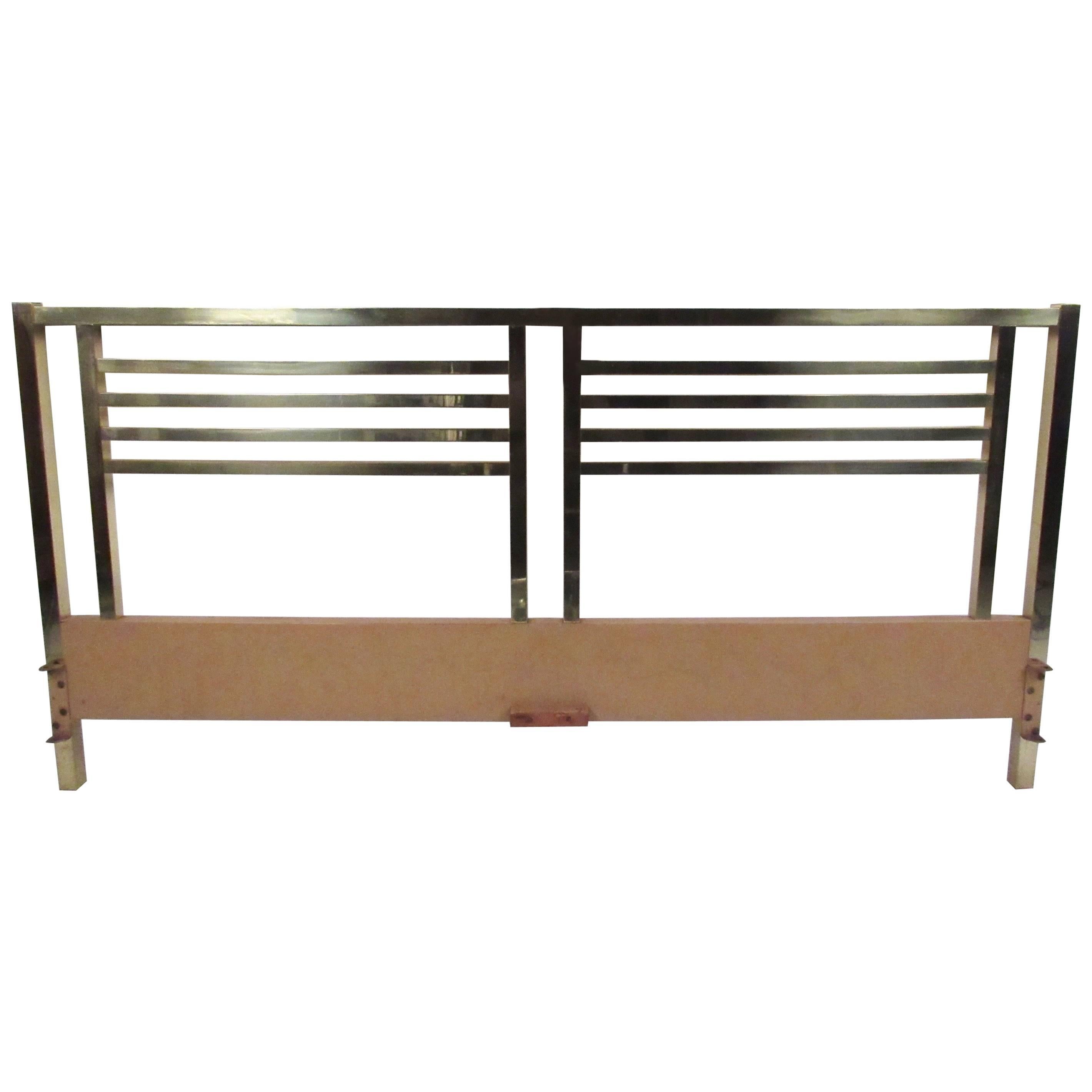 Vintage Modern King-Size Brass Bed Headboard