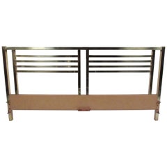 Vintage Modern King-Size Brass Bed Headboard