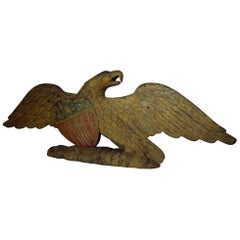 Carved and Painted Wooden Eagle with Shield Attributed to John Haley Bellamy
