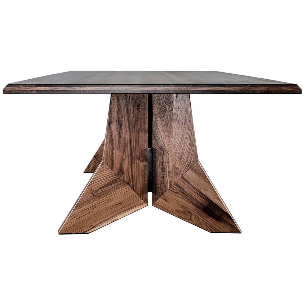 Table, salle à manger, sur mesure, bois de feuillus, acier, moderne, semi-moderne