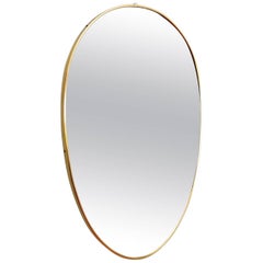 Italian Oval Brass Mirror, 1950s