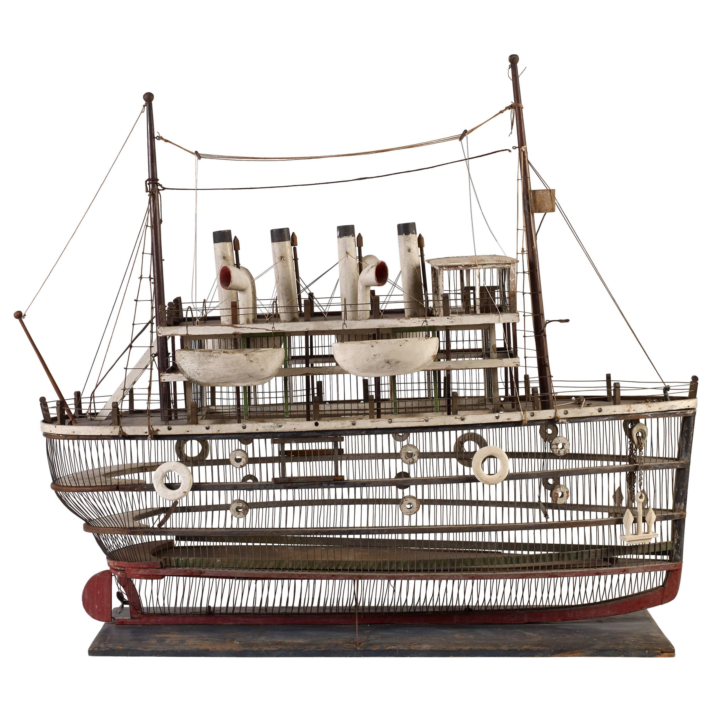 Fanciful Birdcage in the Form of the RMS Titanic For Sale