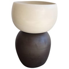 Asymmetrical Reversible Black 'Deep Brown' and White Porcelain Planter
